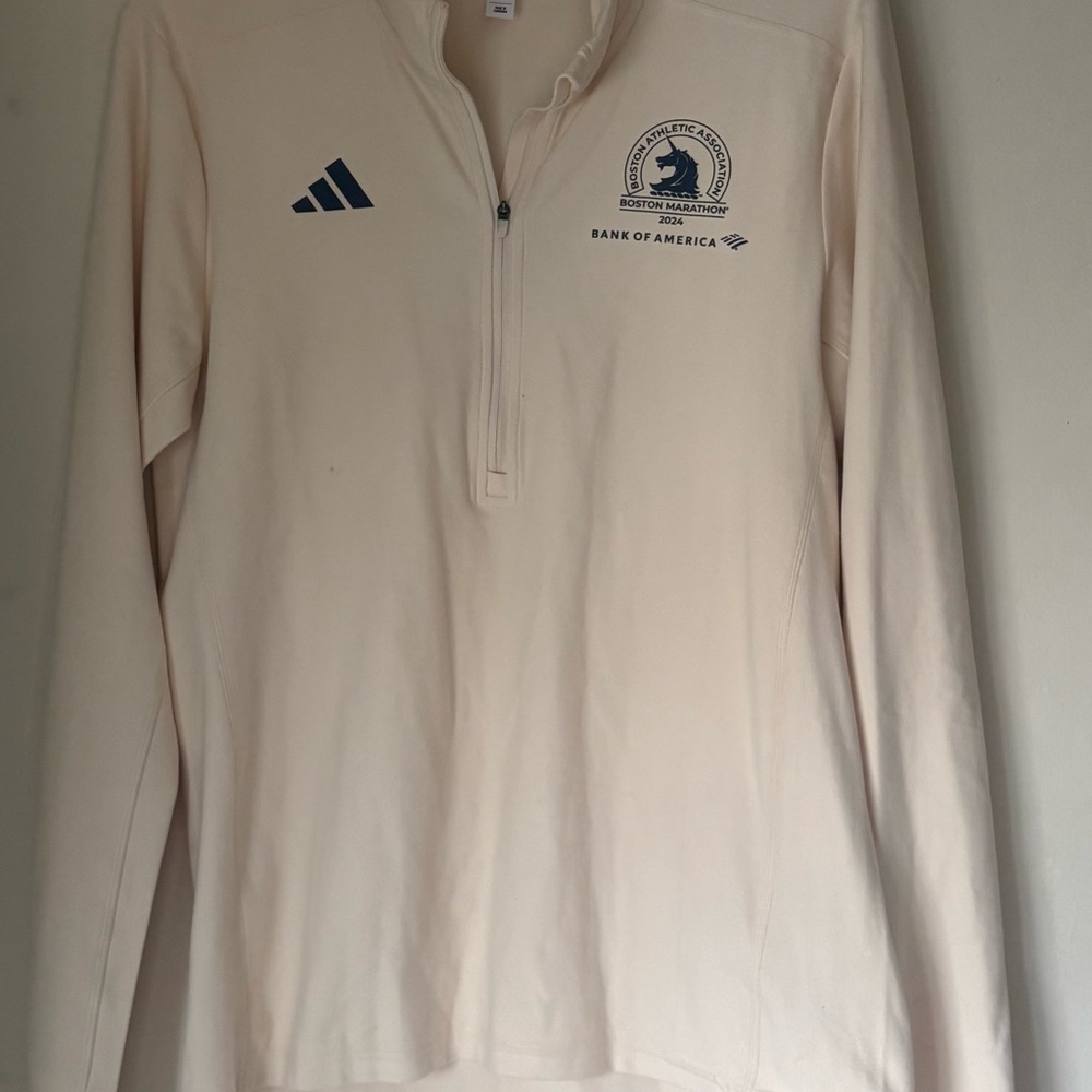 2024 Boston Marathon Adidas Off-White Running Shirt